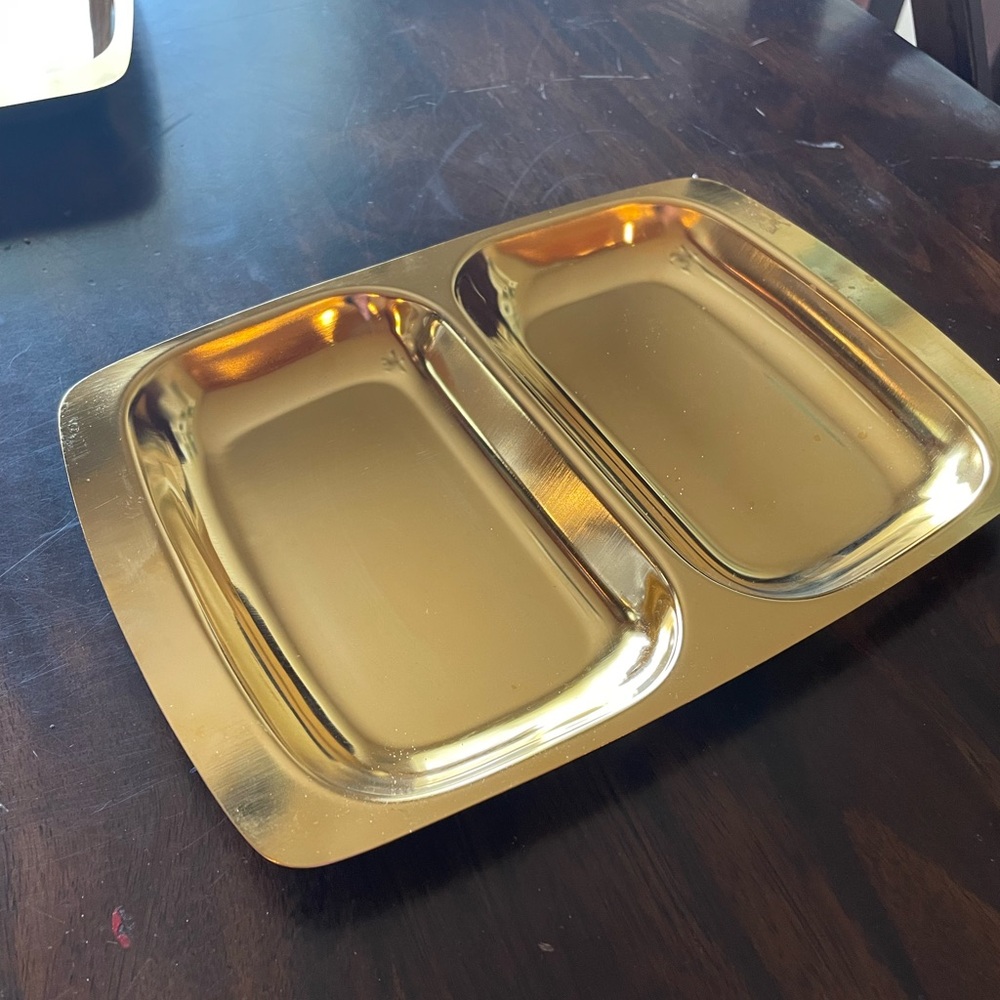 Vintage LIFETIME Gold Rectangular Serving Tray 8x11”